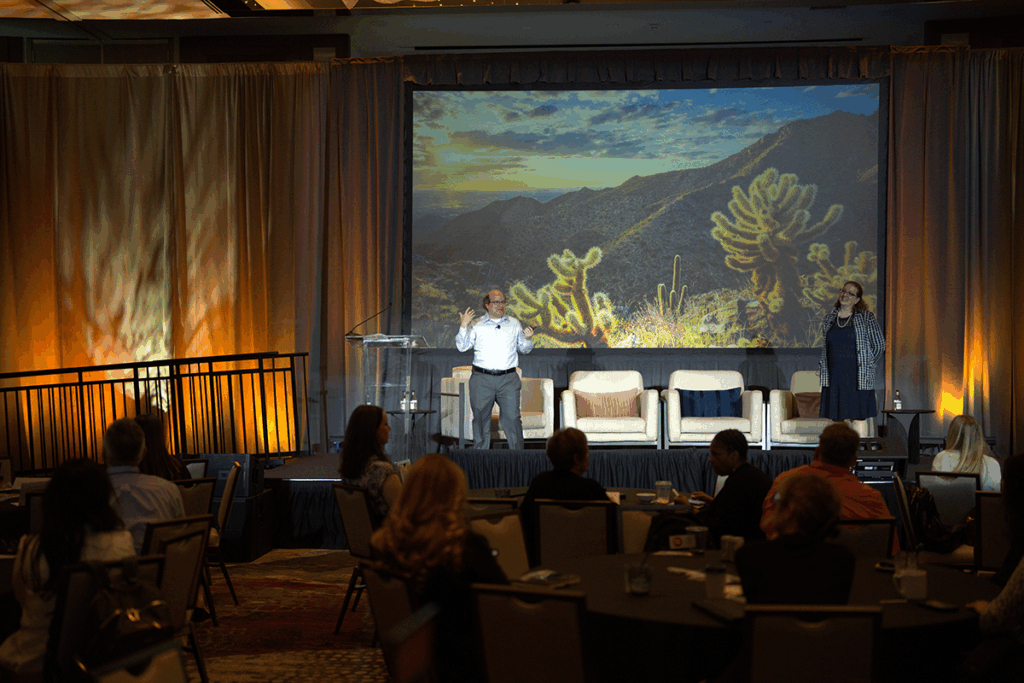 Attorneys Josh Roffman and Alissa Horvitz of Roffman Horvitz take the stage to share information on EO 14173