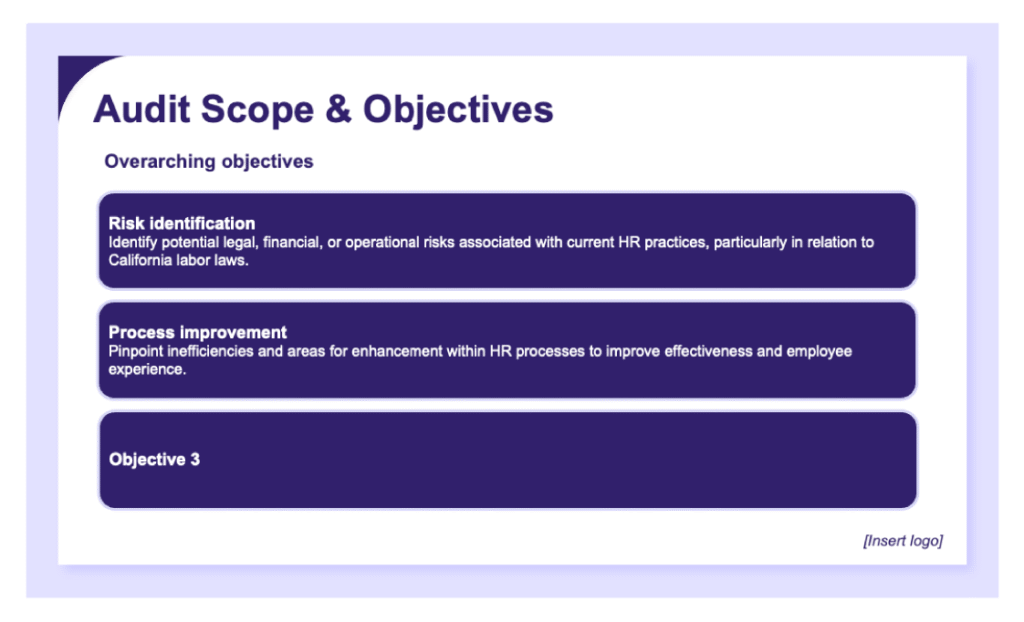 A preview of AIHR's HR audit report template.