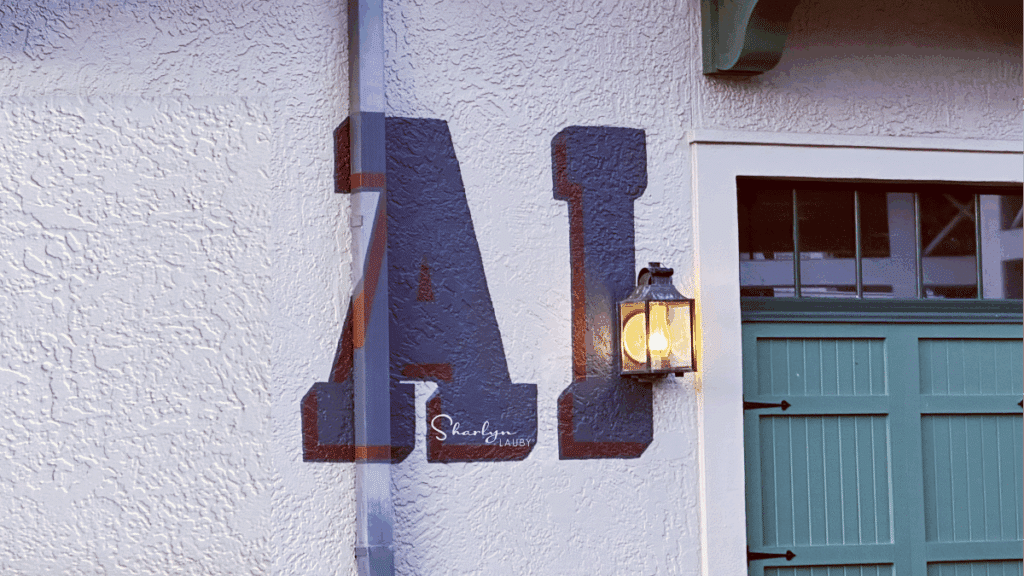 wall sign AI artificial intelligence painted