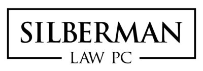 A white background with a black border surrounding the black text Silberman Law PC