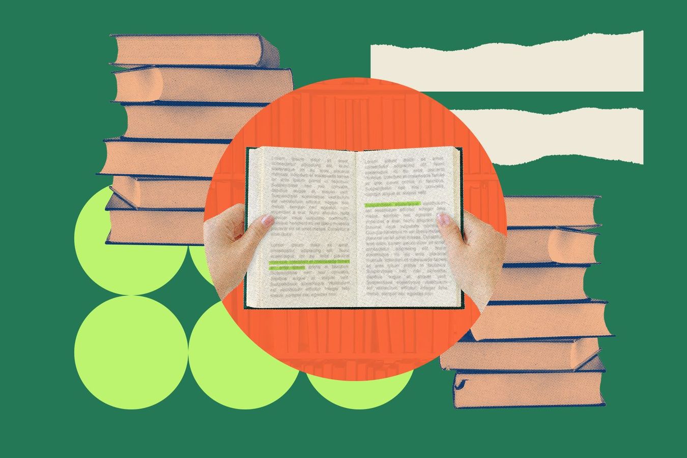 Two hands holding on opened book with text highlighted