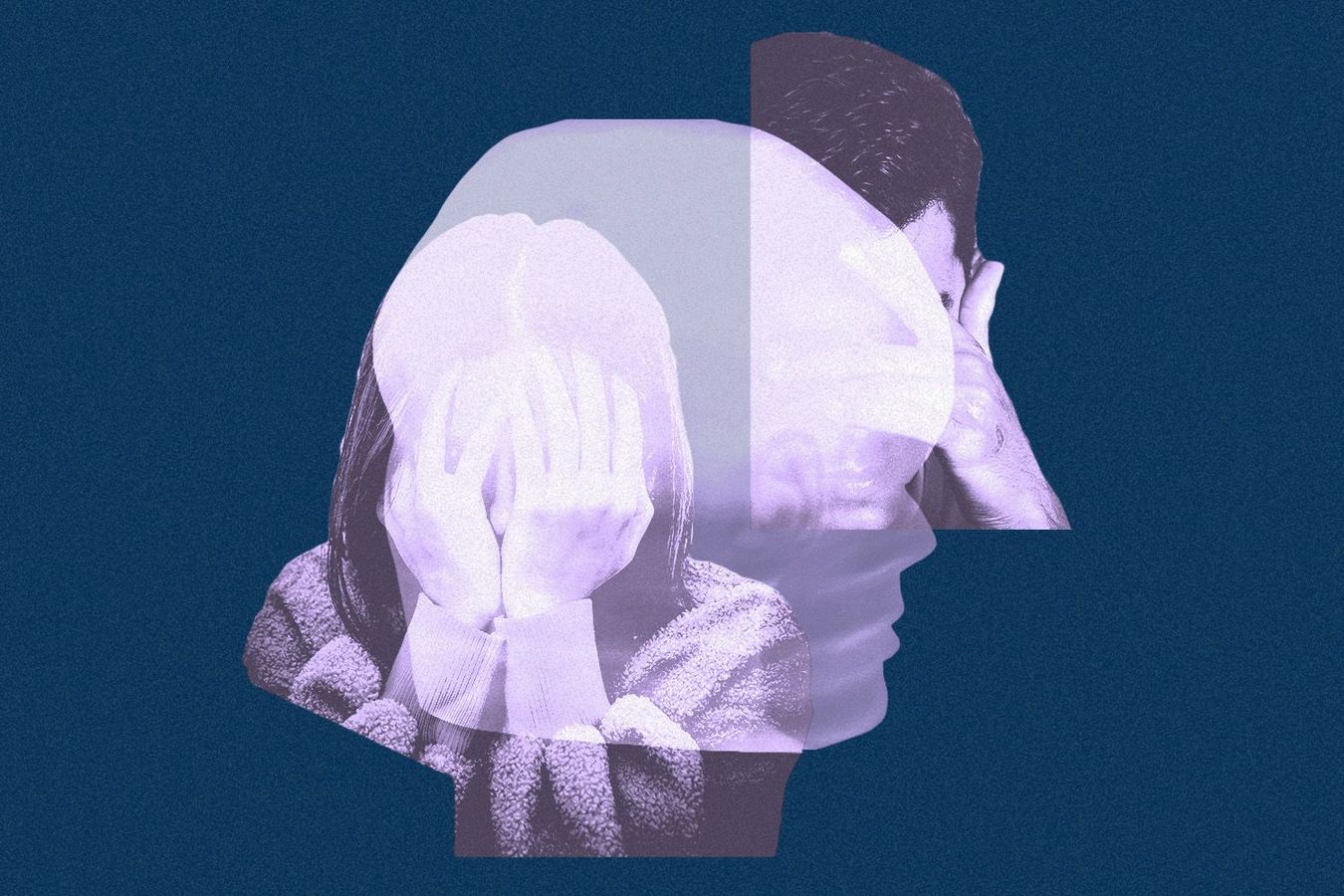 Collage of people struggling with mental health.